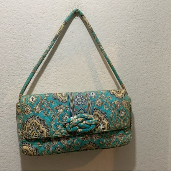 Vera Bradley Totally Turq Knot Clutch Shoulder Bag - Picture 1 of 9